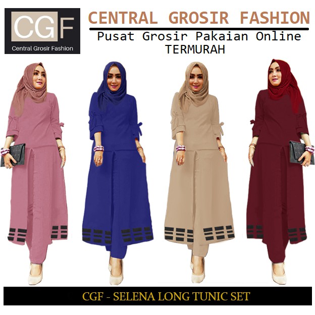 Selena Long Tunik Set - Central Grosir Fashion (CGF) - Ukuran L-3XL - Baby Terri