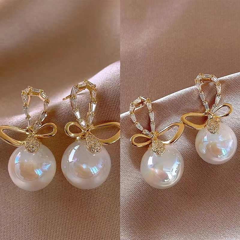 Anting Tusuk Sterling Silver 925 Desain Geometri Hias Mutiaraberlian Gaya Koreasimple Untuk Wanita