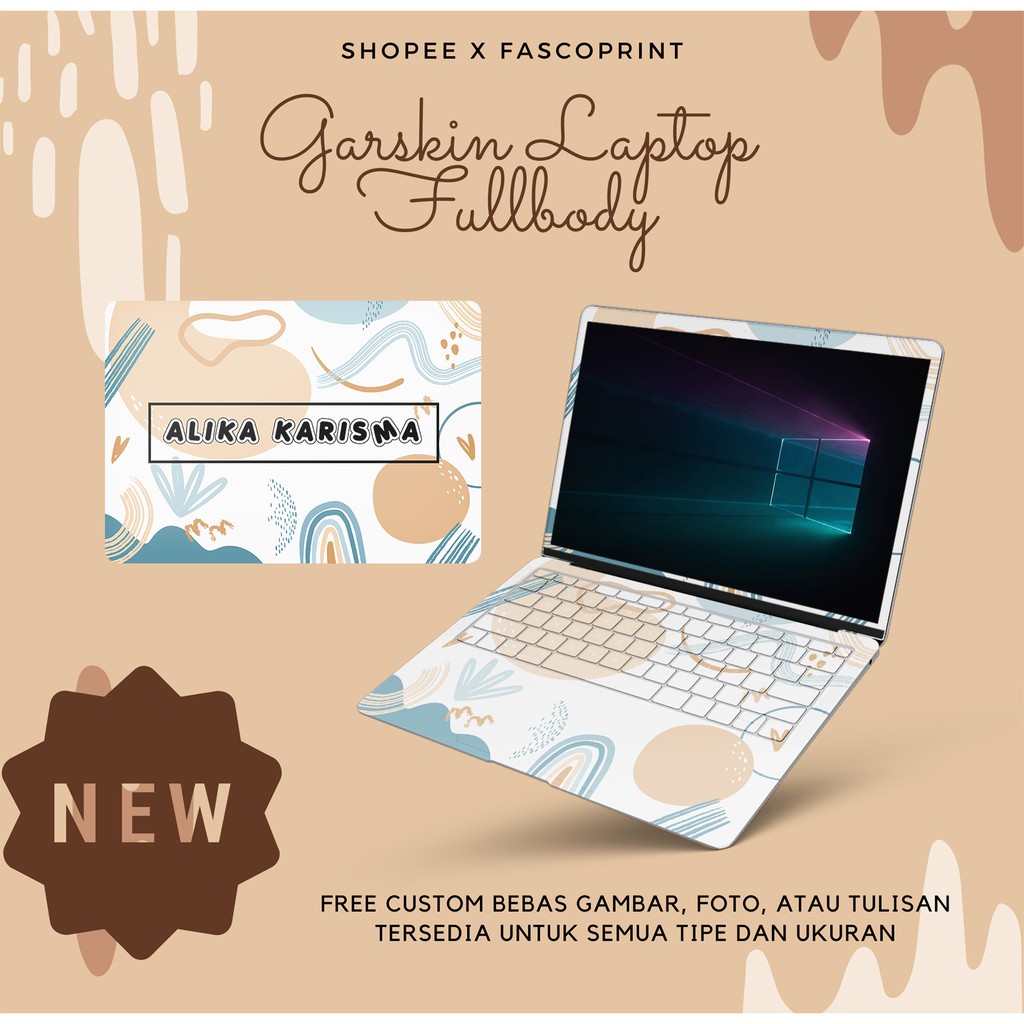 Garskin Laptop Fullbody Notebook 11 12 13 14inc Asus Hp Acer Lenovo dll