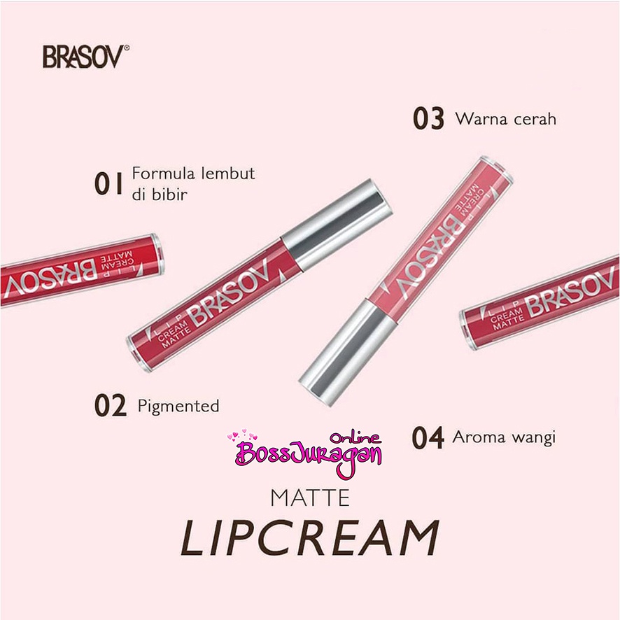 (BOSS) BRASOV LIP CREAM MATTE -  LIP CREAM MATTE FREASH &amp; LONG LASTING  BRASOV