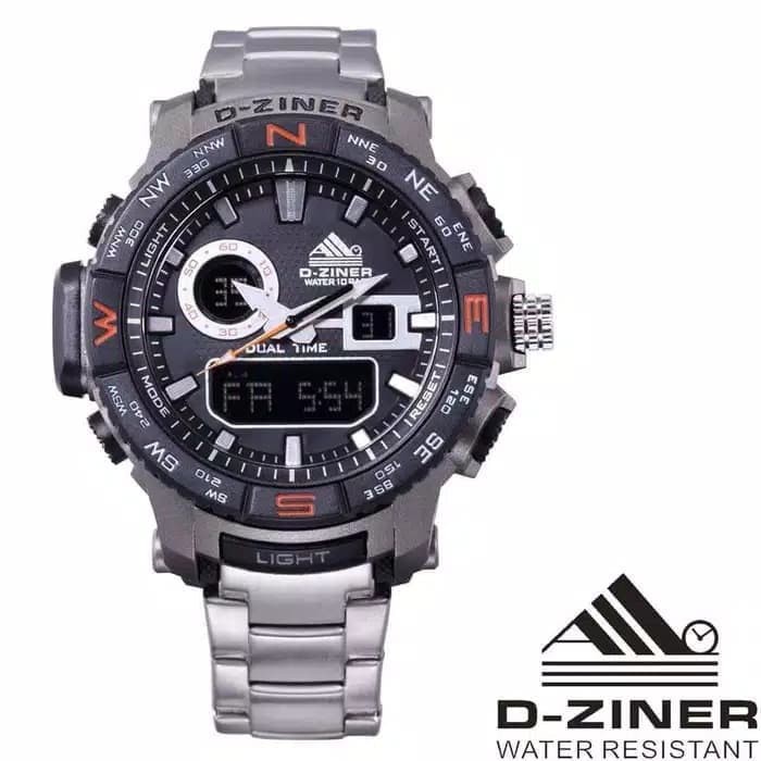 [Spesial Promo] JAM TANGAN PRIA ORIGINAL D- ZINER RANTAI DUALTIME RANTAI LIST ORANGE