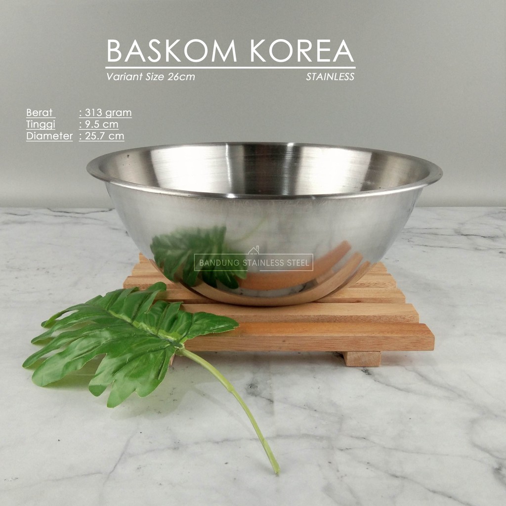 Baskom Korea stainless steel 26cm elegan tebal dov mixing bowl