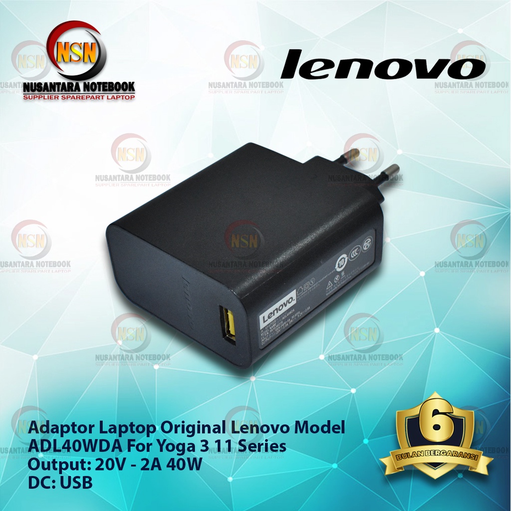 Adaptor Charger Original Lenovo Yoga 3 11 Series 20V-2A 40W USB