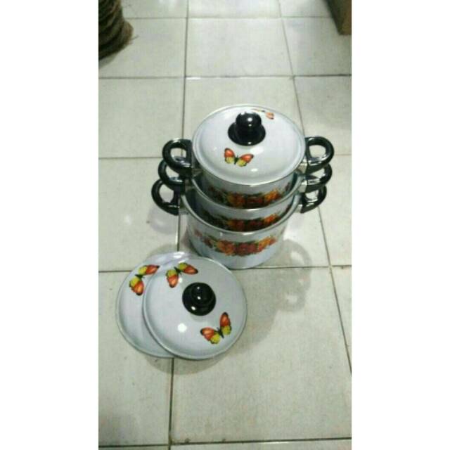 PANCI ENAMEL SET MOTIV BUNGA (3PCS)