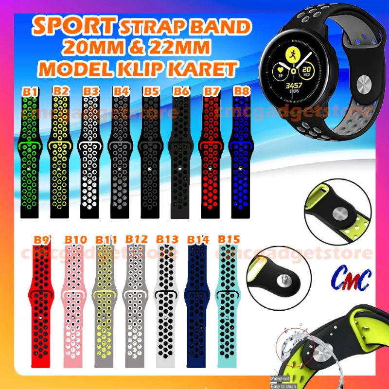 Strap Band Smartwatch Tali Jam 20mm &amp; 22mm Universal 20 22 mm Silikon Rubber Gelang Jam Tangan Haylou LS05 LS02 RS4 Mibro Air Lite X1 Amazfit GTR GTS  Oase Huawei Samsung Zeblaze