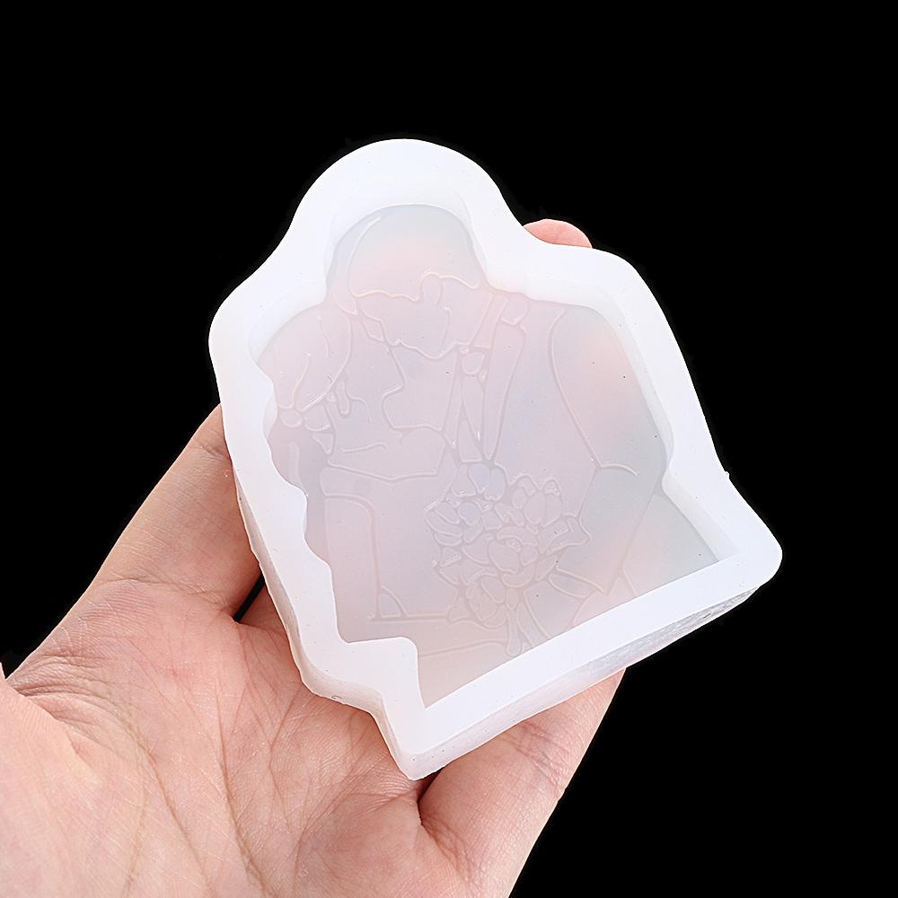 Solighter Foto Pernikahan Cetakan Resin Silikon Alat Membuat Perhiasan DIY Art Coaster Silicone Mould