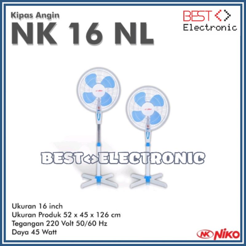 NIKO NK 16 NL / NK16 / NK 16NL Kipas Angin Berdiri 16" Stand Fan 16 Inch NK-16NL