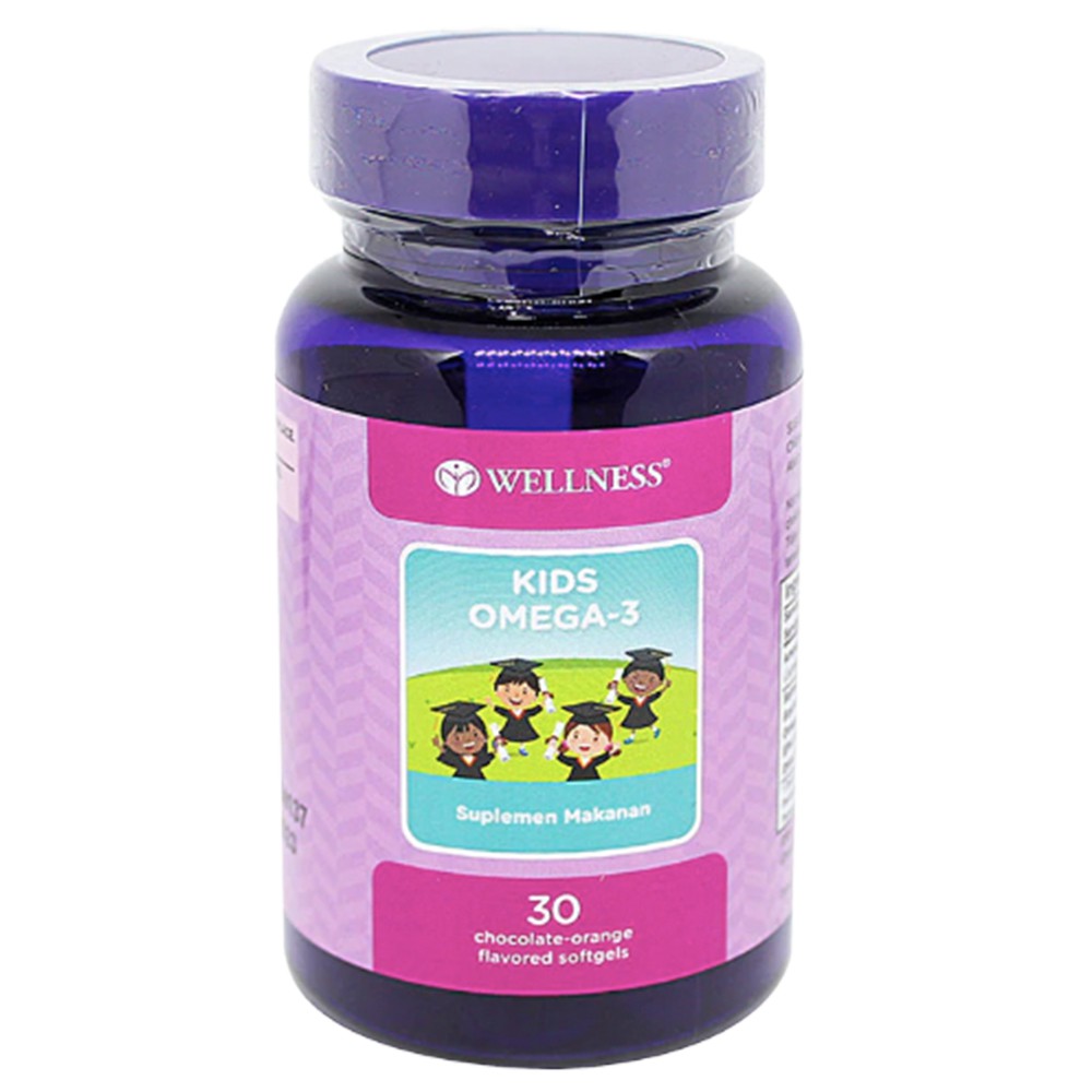 WELLNESS KIDS OMEGA 3 FISH SALMON OIL VITAMIN IMUNITAS FUNGSI OTAK KONSENTRASI ANAK 30 KAPSUL LUNAK