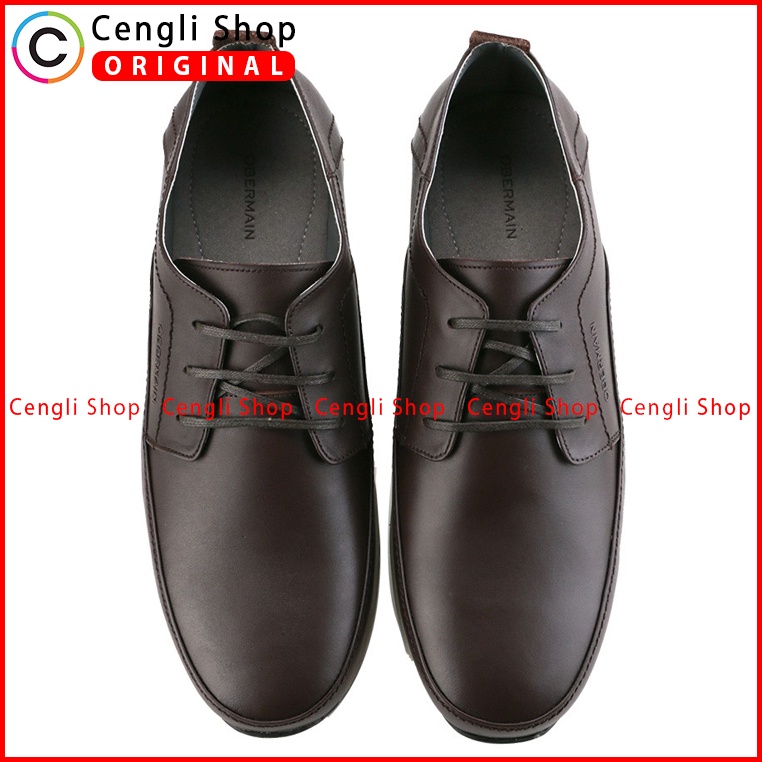 SEPATU OBERMAIN PRIA ORIGINAL SNEAKER CASUAL KULIT COKLAT TERBARU OM01