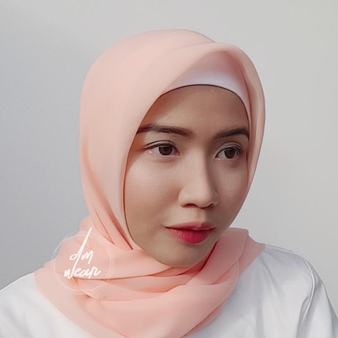 >>Termurah<< Hijab Polycotton Jilbab Poton Square Segi Empat Salmon Peach - Flamingo <<