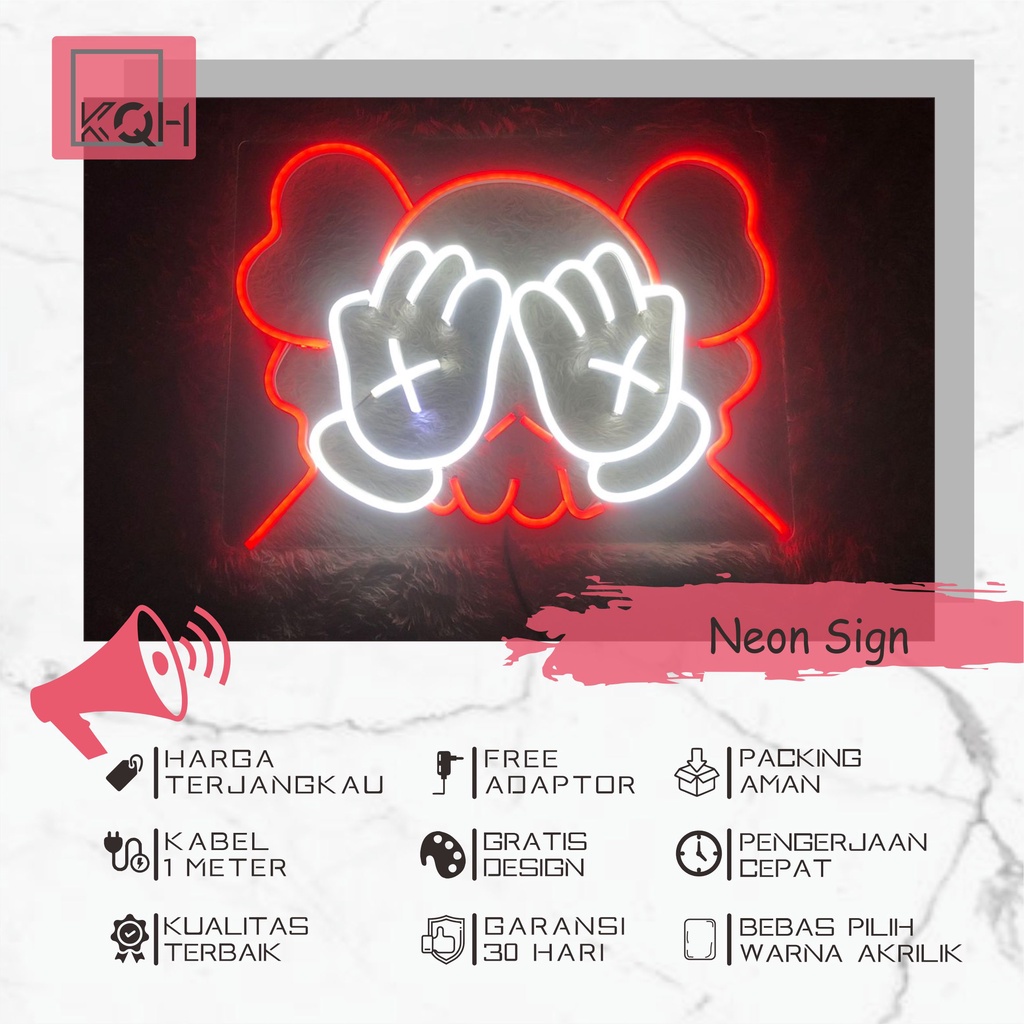 KoQoH.CO - Neon Flex KAWS/ NeonSign Game/Lampu Hias Kamar/Lampu tidur/Lampu DEKORASI/Custom LED