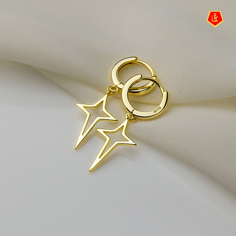 [Ready Stock]New Simple Silver Female Hip Hop Gold Earrings