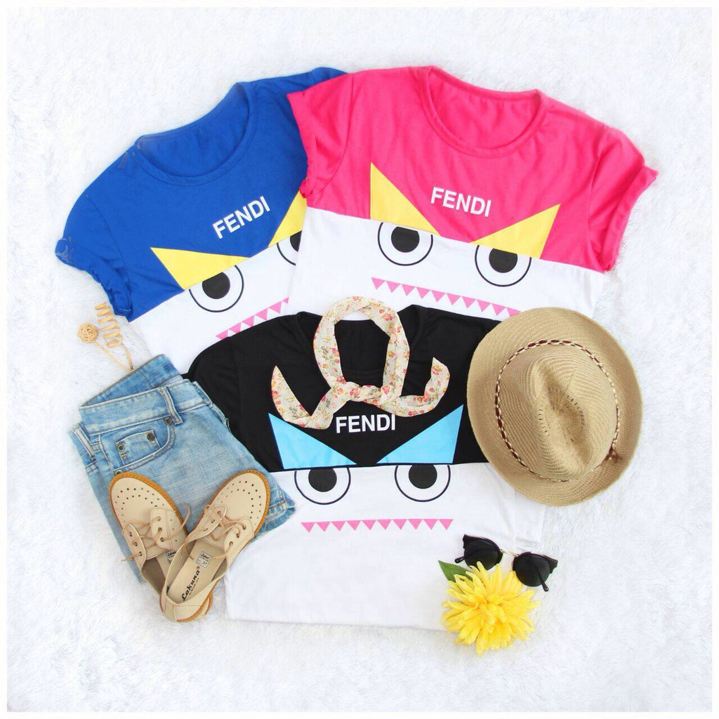 KAOS DISTRO WANITA FENDI MONSTER #H051004
