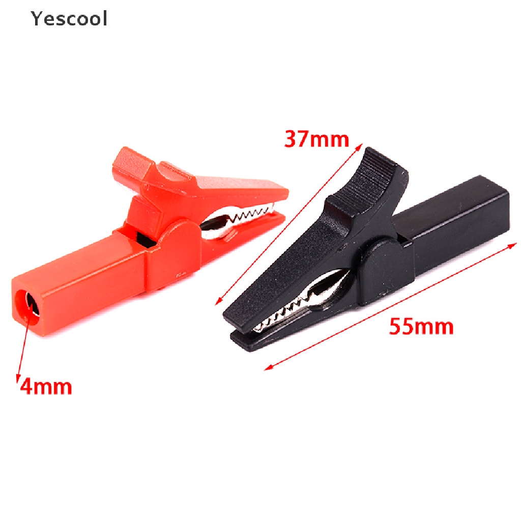 Yescool 4Pcs Klip Buaya 55mm + plug banana 4mm Untuk Kabel test probe