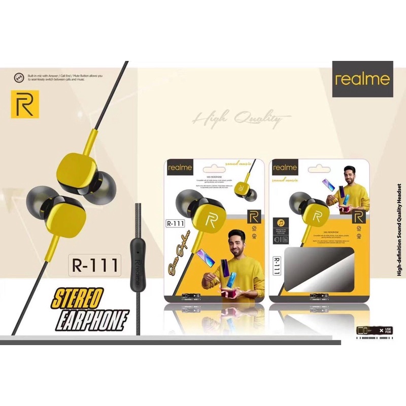 PROMO HANDSFREE REALME BUDS R111 STEREO EARPHONE R-111 STYLE HEADSET STEREO EARPHONE