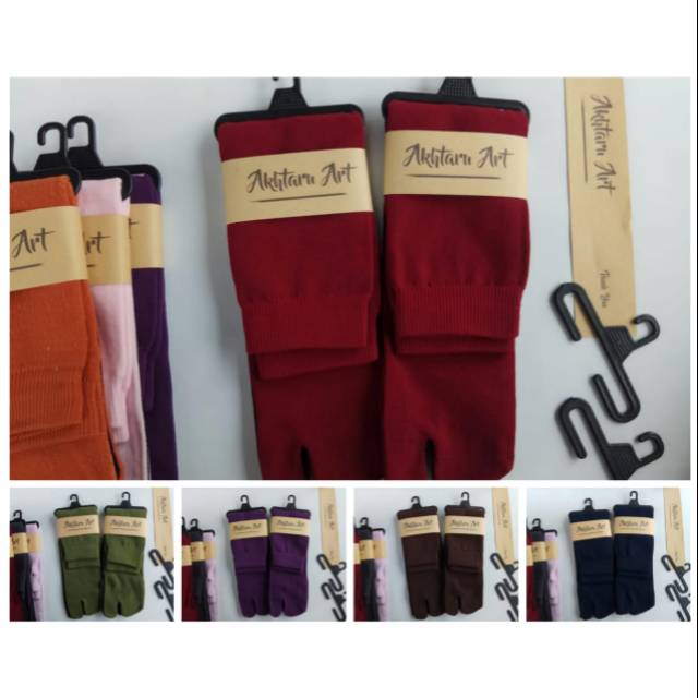 Kaos kaki jempol polos tapak hitam