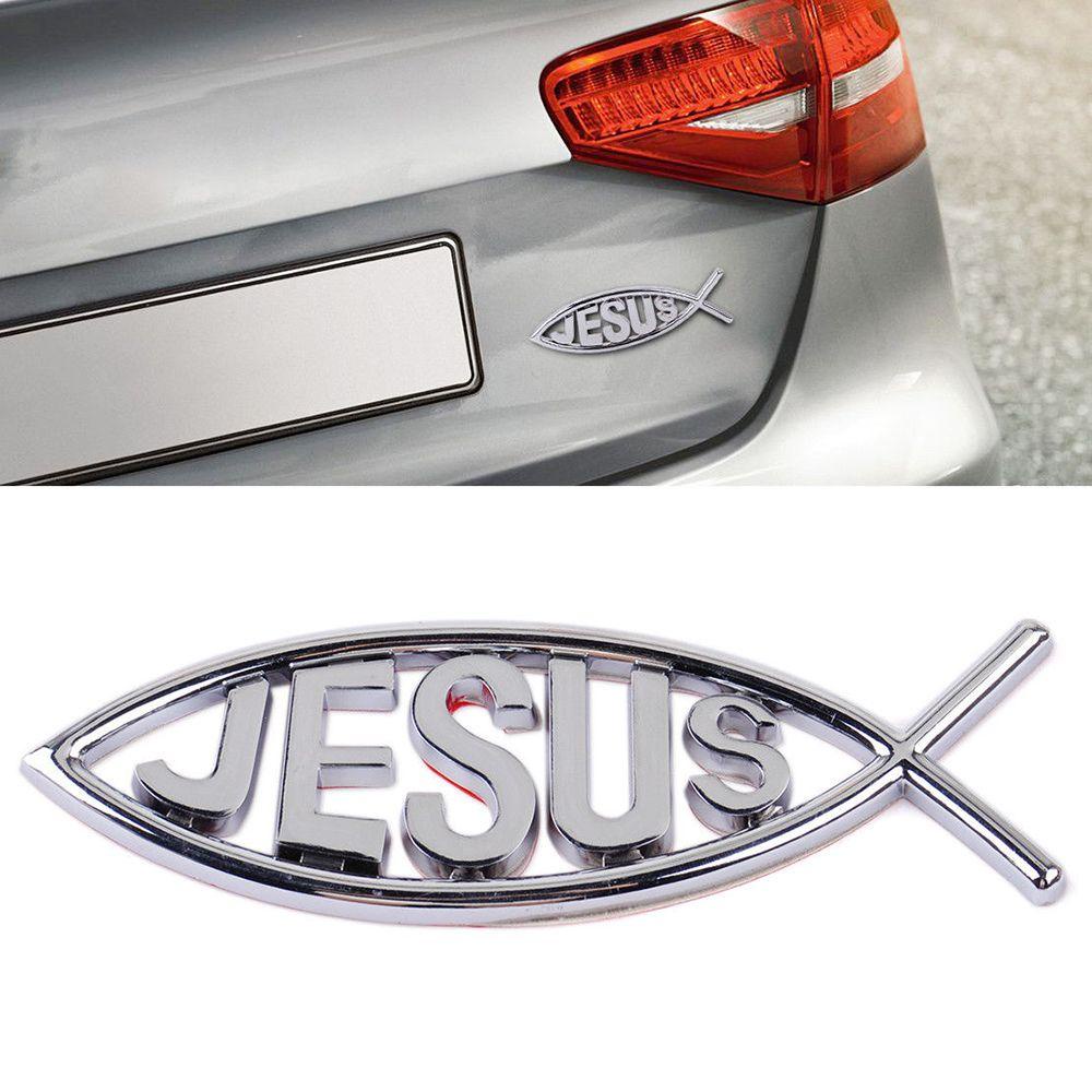 SUYO Stiker Mobil Populer Lucu Emblem Badge Logo Simbol Ikan Yesus