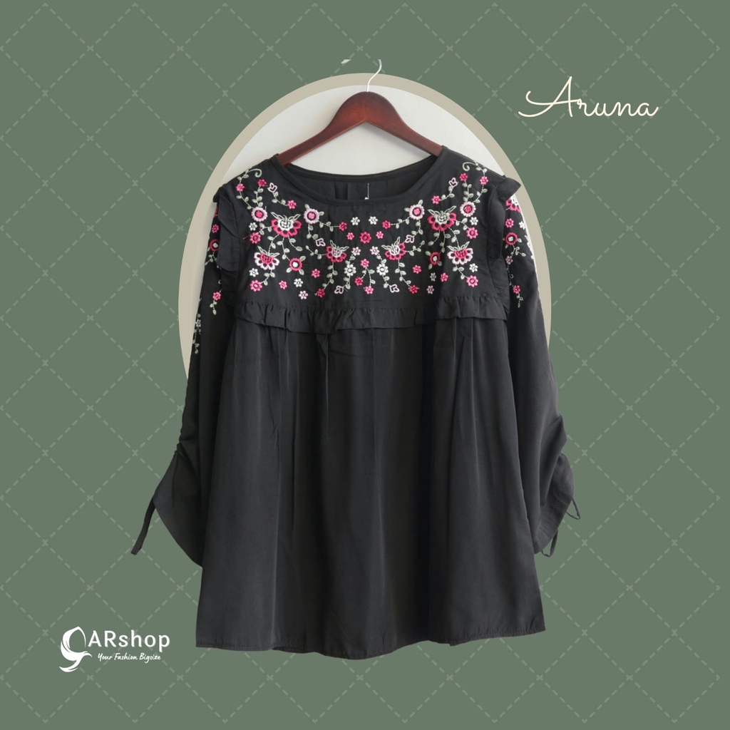 Aruna Blouse Wanita Bordir - Atasan Wool Peach LD 110 marsha