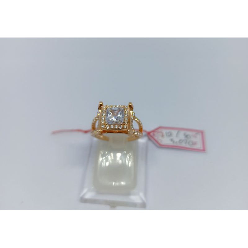 Cincin kotak permata emas asli 300%/375%