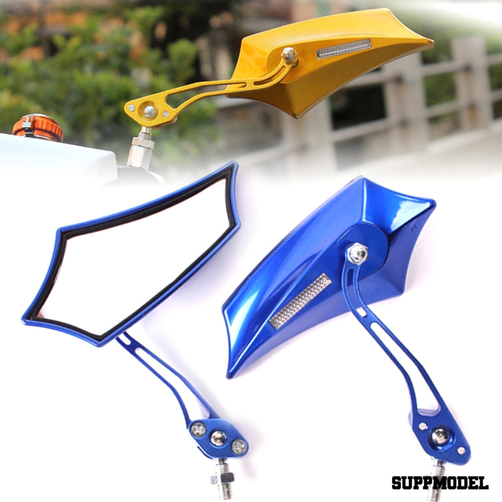 Spm 2pcs Kaca Spion Universal Bahan Aluminum Alloy Untuk Ujung Stang Motor