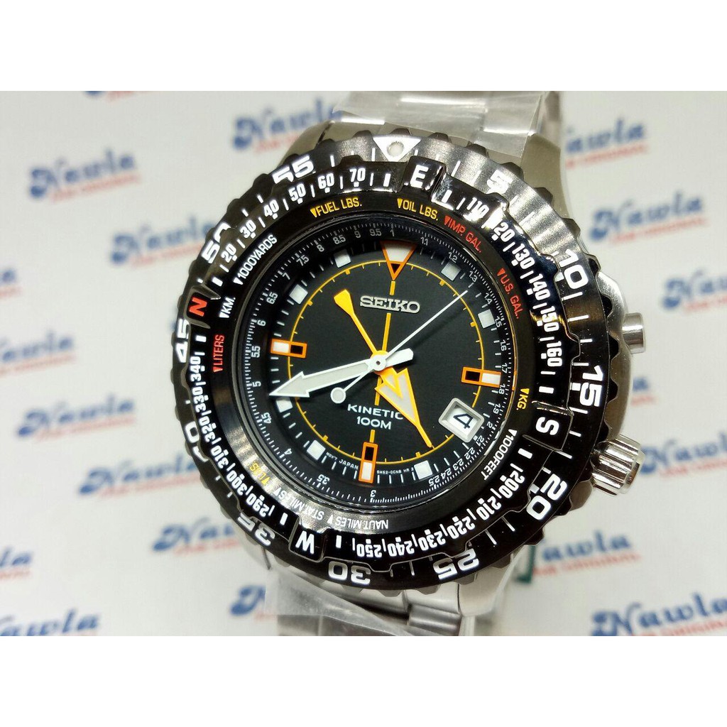 Seiko Kinetic SKA423P1 Flightmaster Black Dial Jam Tangan Pria SKA423