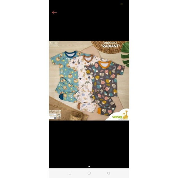 VELVET JUNIOR SERI RADIANT BASIC WEAR/ SETELAN ANAK LAKI- DAN PEREMPUAN/ PIYAMA ANAK BAYI DAN BALITA