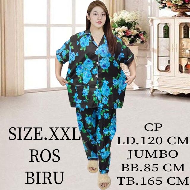 ISANNY PIYAMA SET SIZE XXL BUNGA ROS/BUNGA ROSALINA/READY