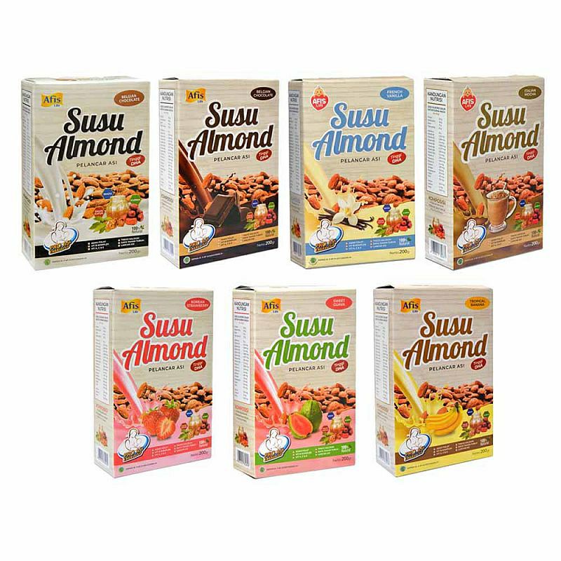 AFIS LIFE - AFIS SUSU ALMOND 200 GRAM &amp; TEA POWDER 100 GRAM / ASI BOOSTER/  DAUN KATUK / KACANG ALMOND / ALMOM / ALMONA