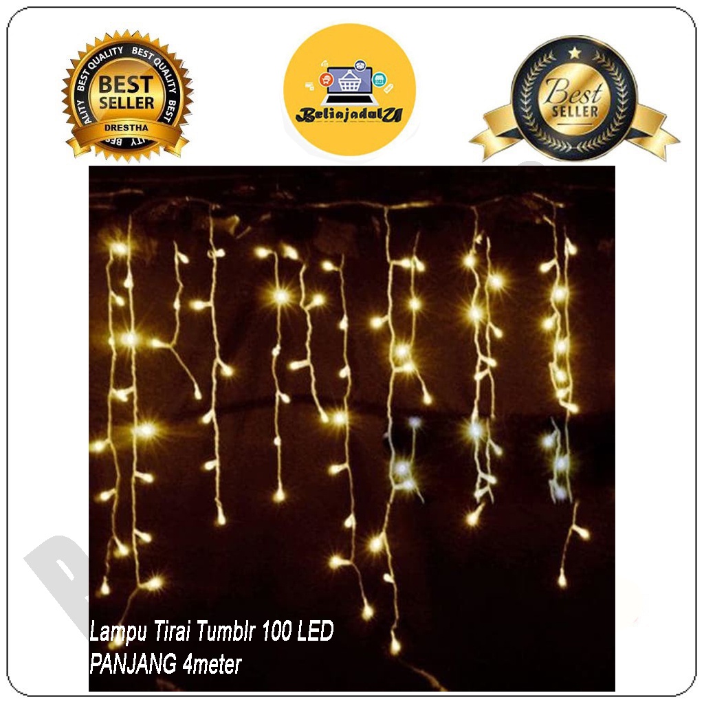 Beliajadulu88 Lampu Natal Tirai LED Curtain Light | Tumblr Tirai Lampu Hias Warna Warmwhite READY 4METER