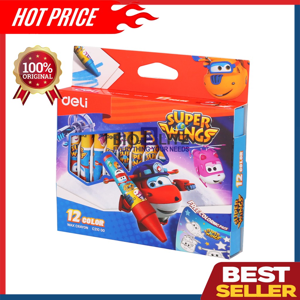 

Deli Super Wings Wax Crayon Round Barrel 12 Colors
