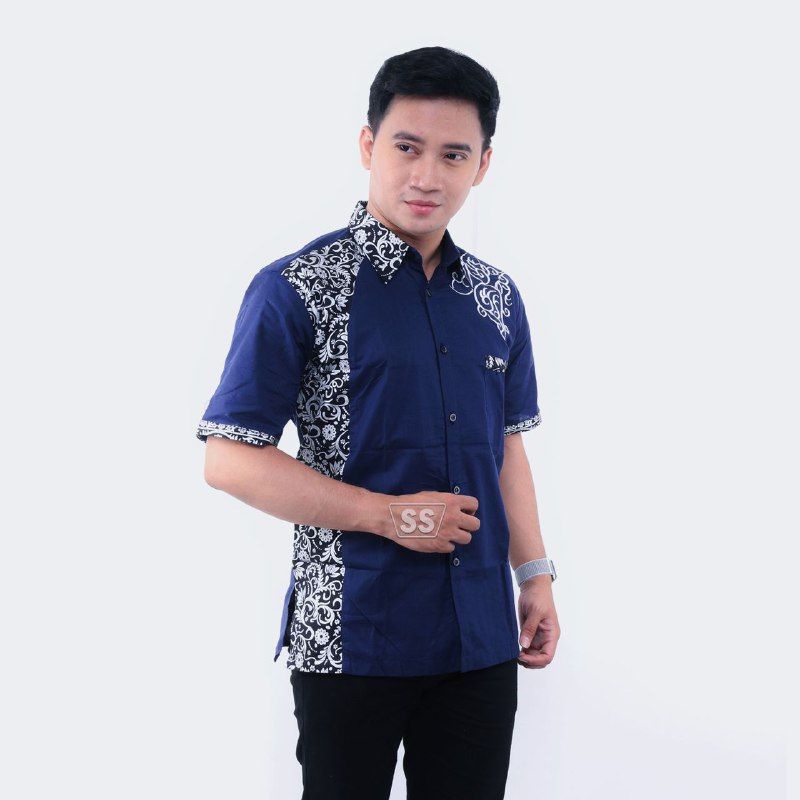 Kemeja Pria lengan pendek kombinasi batik terbaru motif clurit