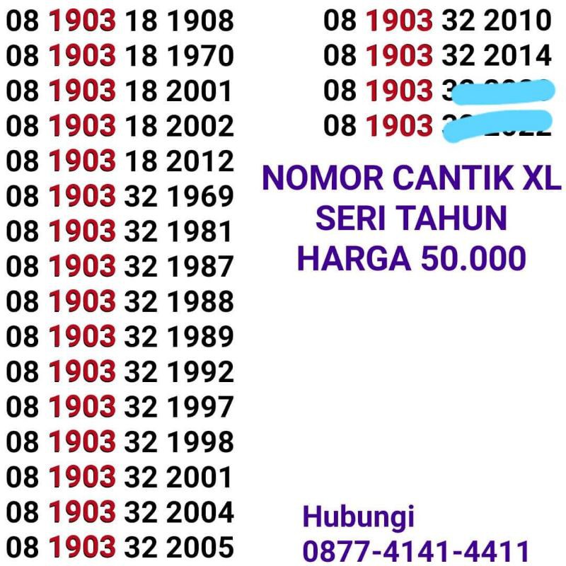 PERDANA XL NOMOR CANTIK 1903