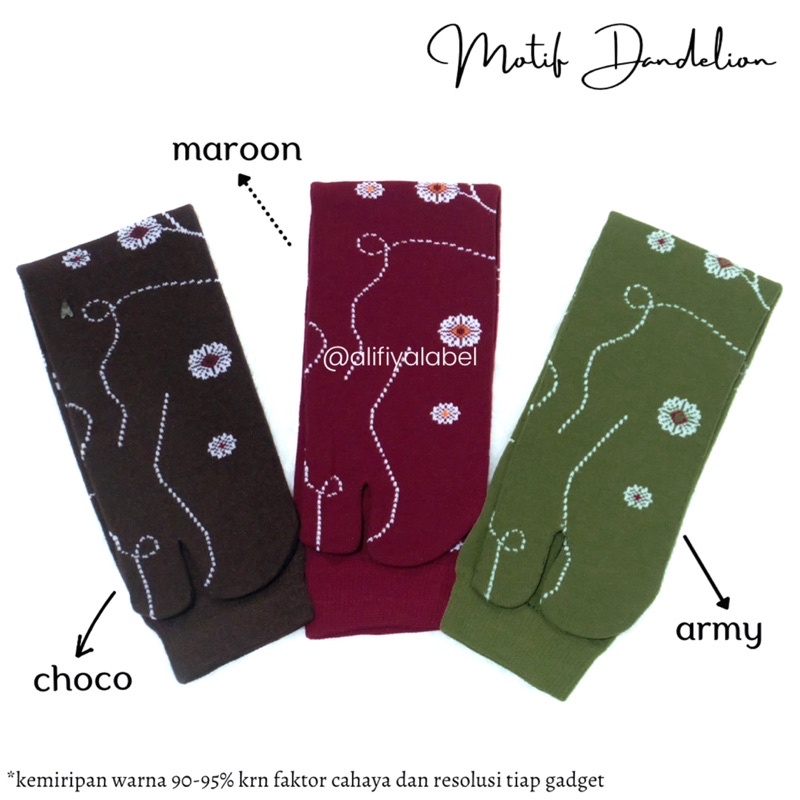 KAOS KAKI JEMPOL MUSLIMAH NILON “Motif Dandelion” / KAOS KAKI NILON TAPAK HITAM