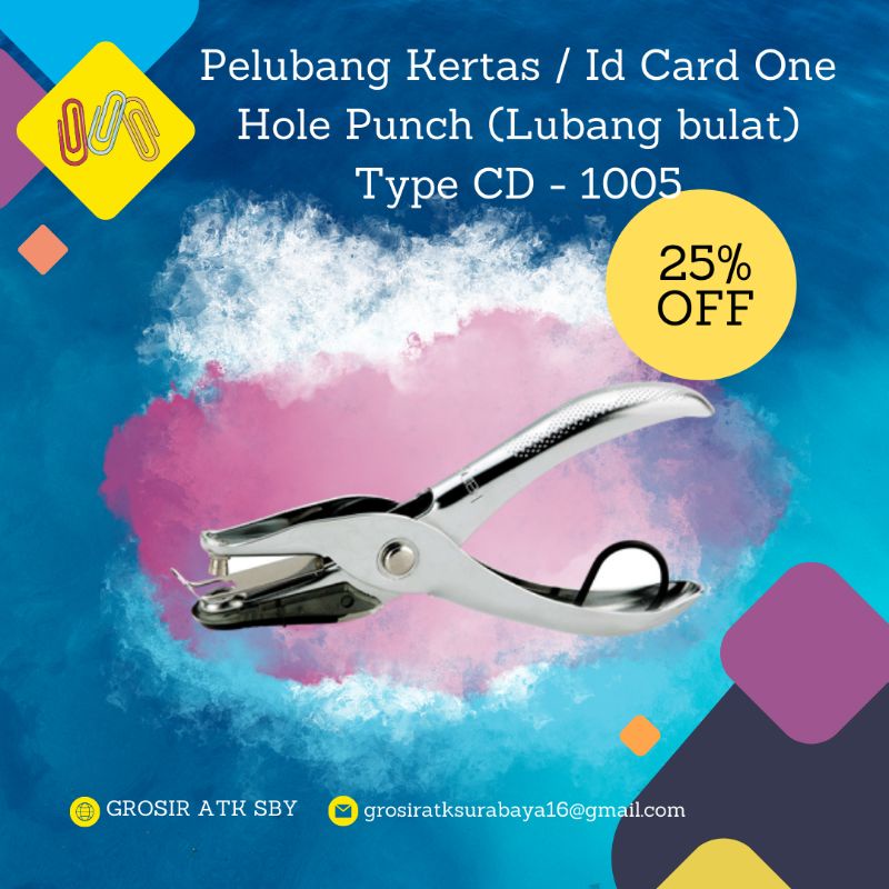

Pelubang Kertas / Id Card One Hole Punch (Lubang Bulat) Type CD - 1005