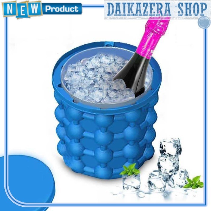 Pencetak Es Batu Ice Cube Maker 3D Silicone Mold Ice Genie - Biru