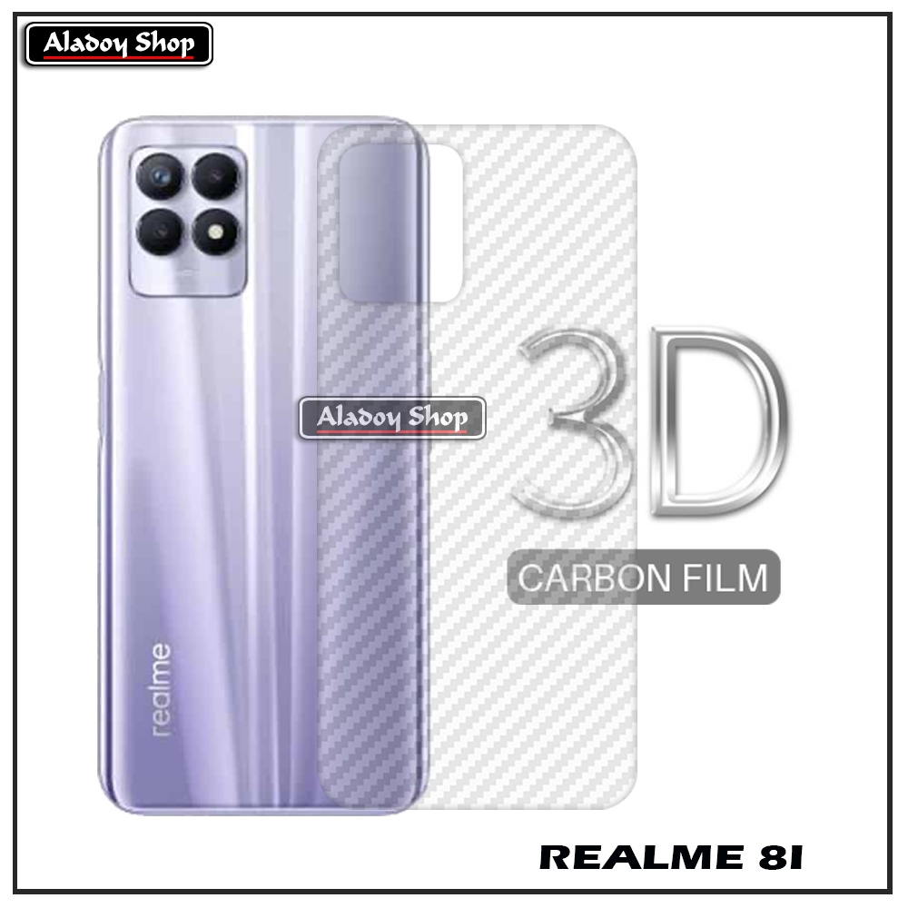 PAKET 3 IN 1 Tempered Glass Layar Realme 8I Free Tempered Glass Camera dan Skin Carbon