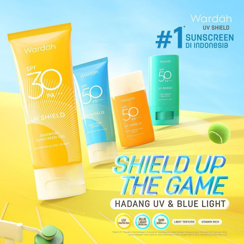 WARDAH UV SHIELD ESSENTIAL SUNSCREEN GEL SPF 30 SPF 50 ACTIVE PROTECTION SERUM/SUNSCREEN STICK / WARDAH SUNCARE / WARDAH SUNSCREEN