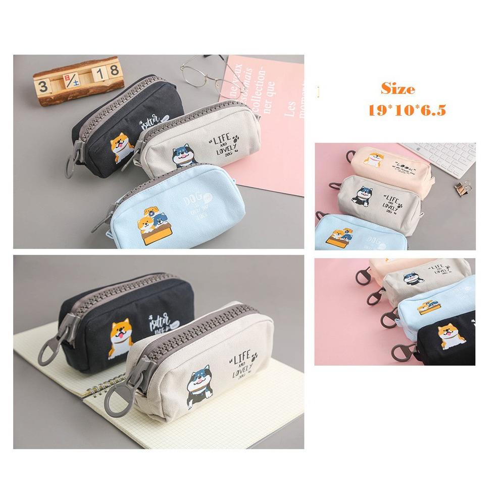 

[KODE PRODUK LLKZ79579] Ennwen TP0046 Kawaii Shiba Dog Big Zipper Large Pencil Case / Tempat Pensil