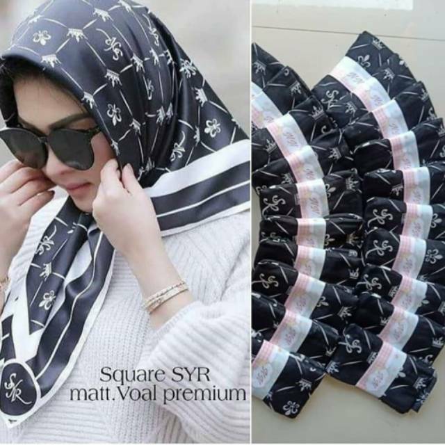 HIJAB SEGI EMPAT SYAHRINI KW HITAM KERUDUNG JILBAB DENAY KW