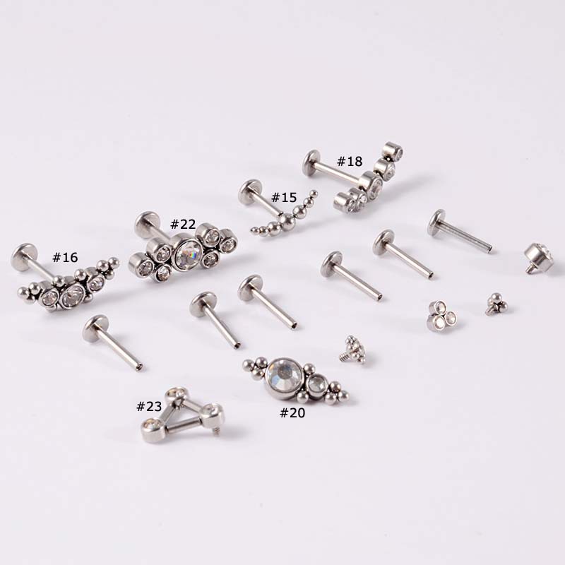 1 Piece Internal Thread Stainless Steel 16Gauge Labret Lip Barbell Cartilage Helix Rook Piercing