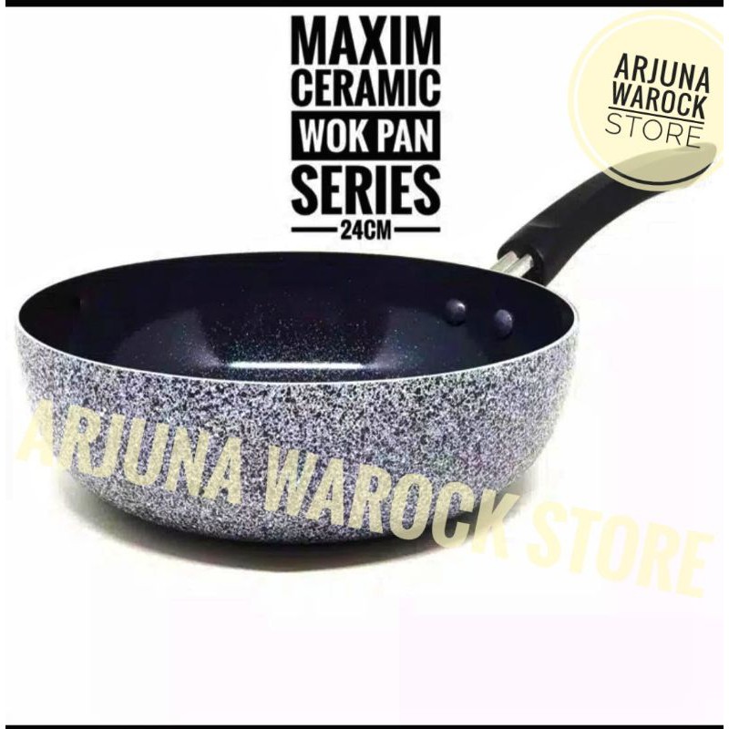 Maxim Neostone Deep Wok 24 Cm Anti Lengket Free Masker