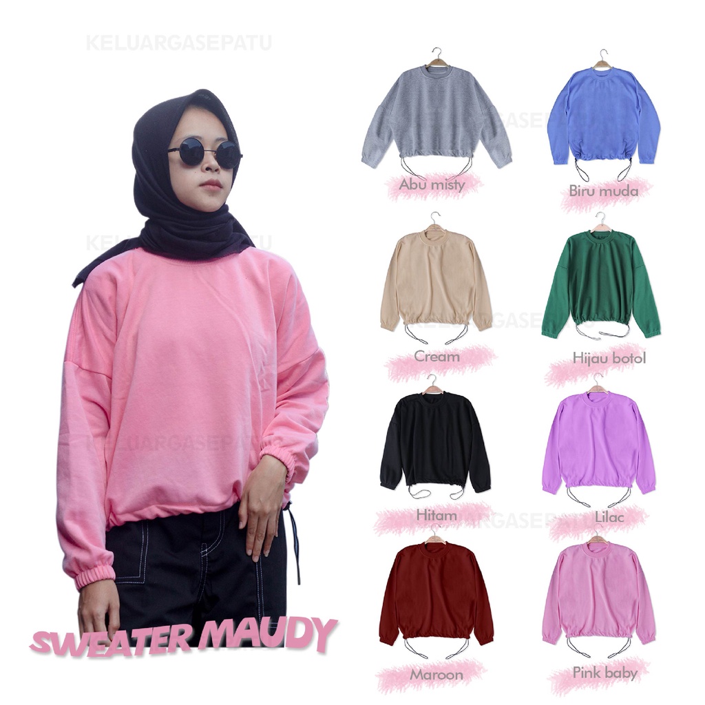 SWEATER OVERSIZE CEWE SWEATER MAUDY PASTEL SWEATER TALI KERUT SWEATER POLOS WANITA MURAH