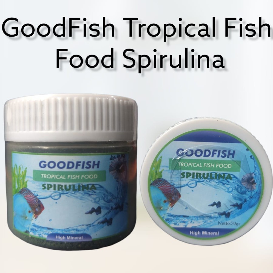 MAKANAN CUPANG HIAS GUPPY GOODFISH TROPICAL FISH FOOD SPIRULINA 80 gram ISI 12