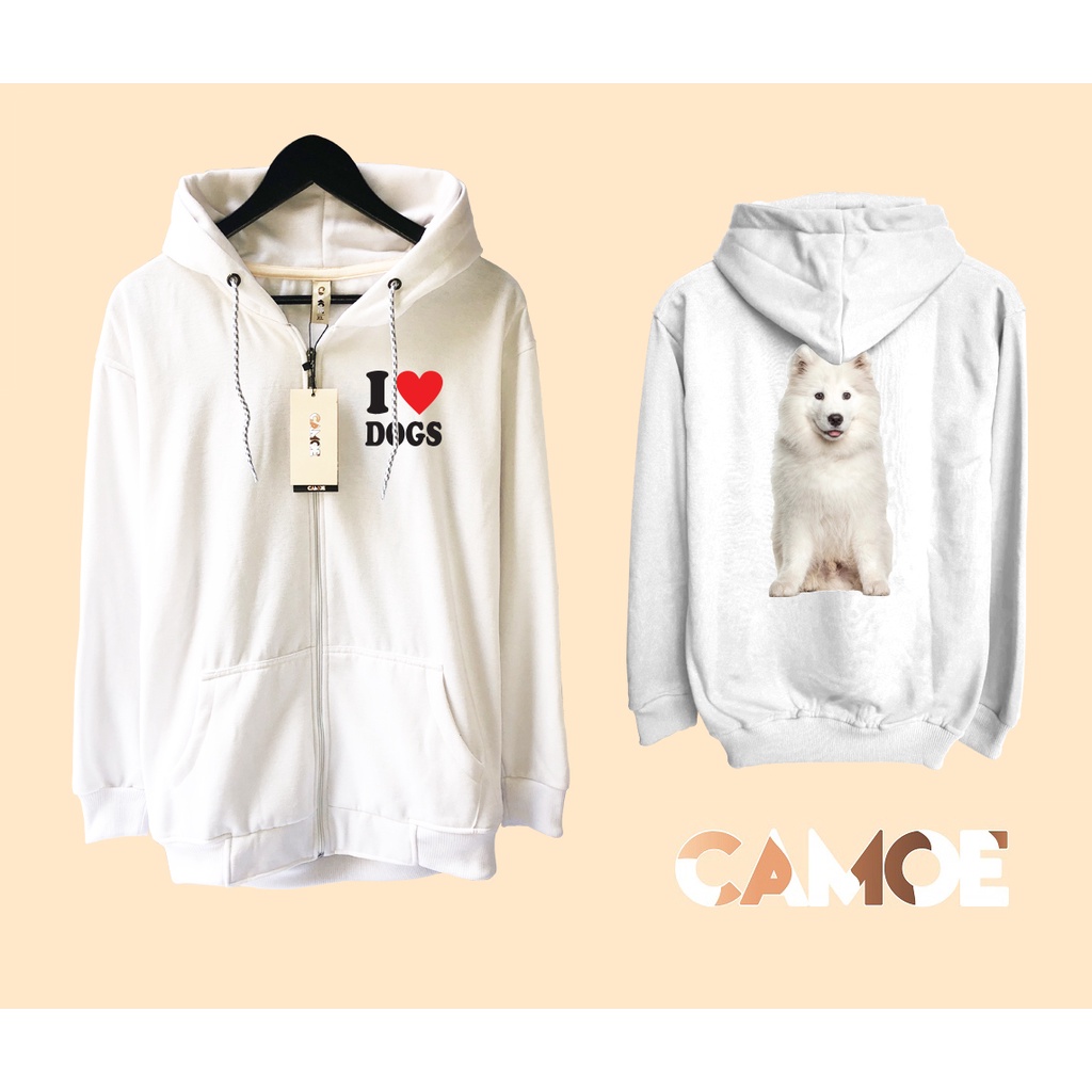 Jaket Hoodie Zipper Anjing Dog Breed Samoyed