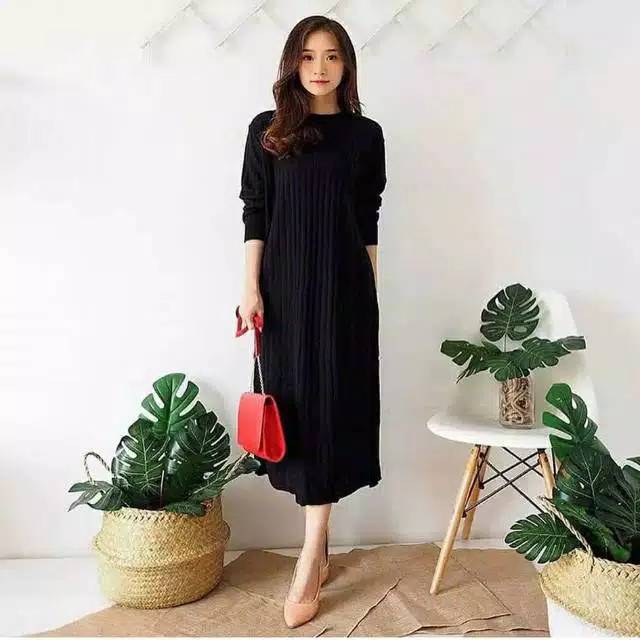 WHYSTREE Tunik Rajut / Long Dress Rajut / Atasan Wanita