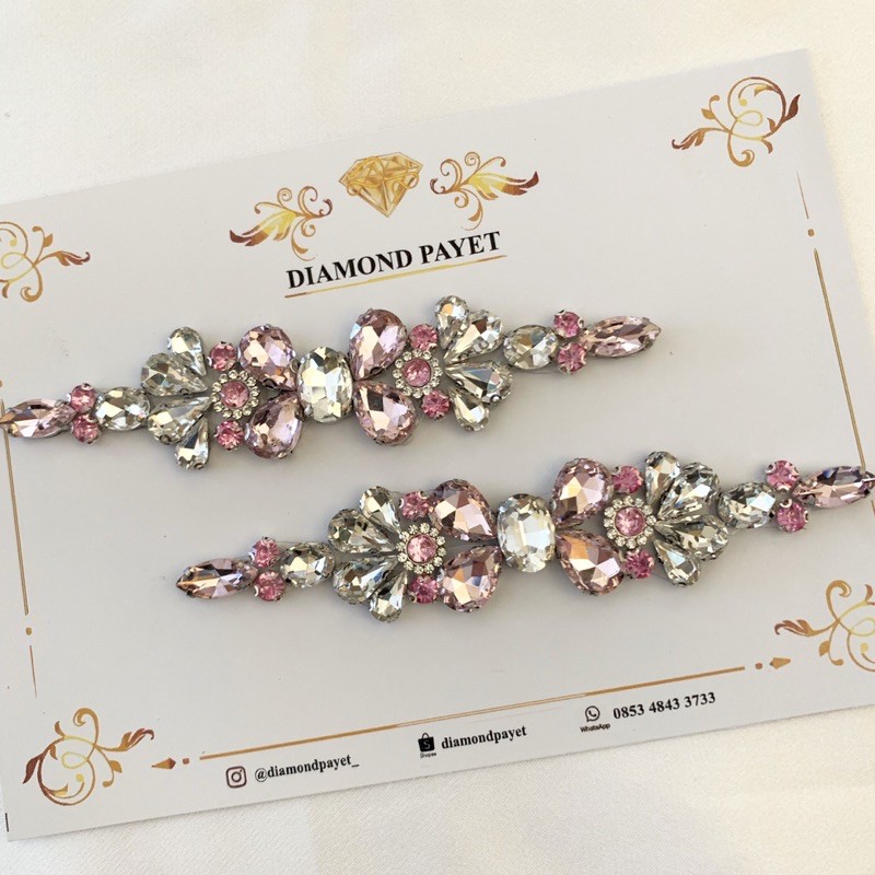 Payet rangkai tangan pink clear