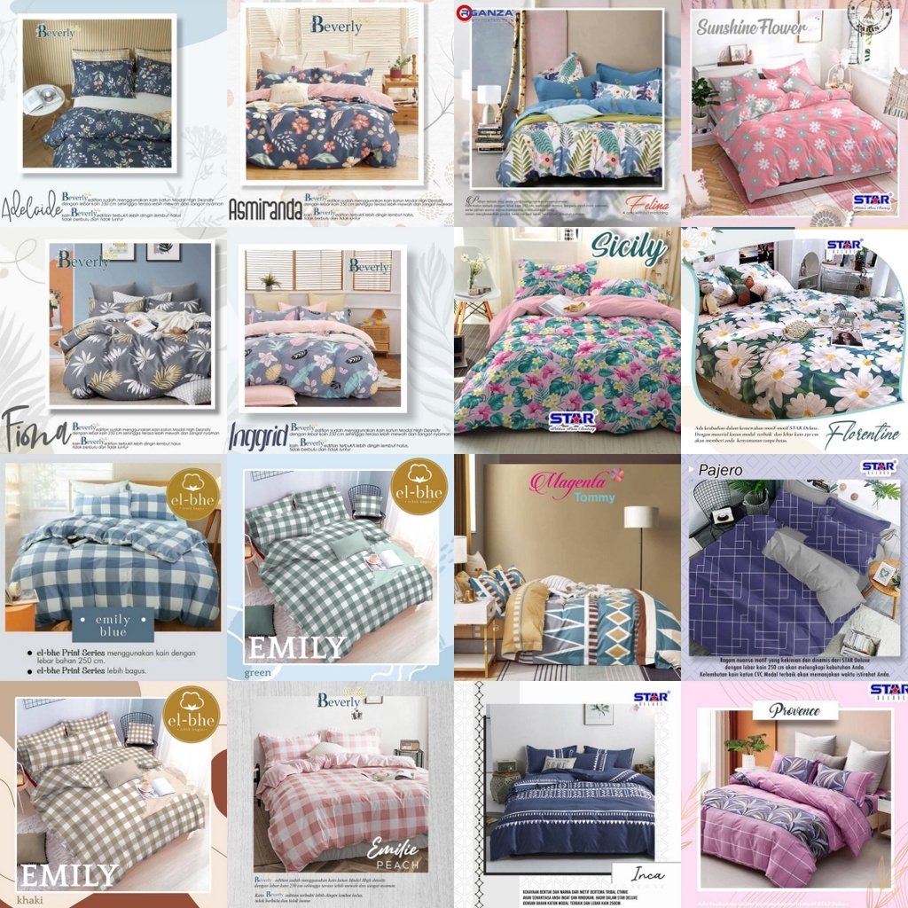 SPREI KATUN PREMIUM 160x200x30 STAR ELBHE ESRA MOTIF BUNGA/ABSTRAK