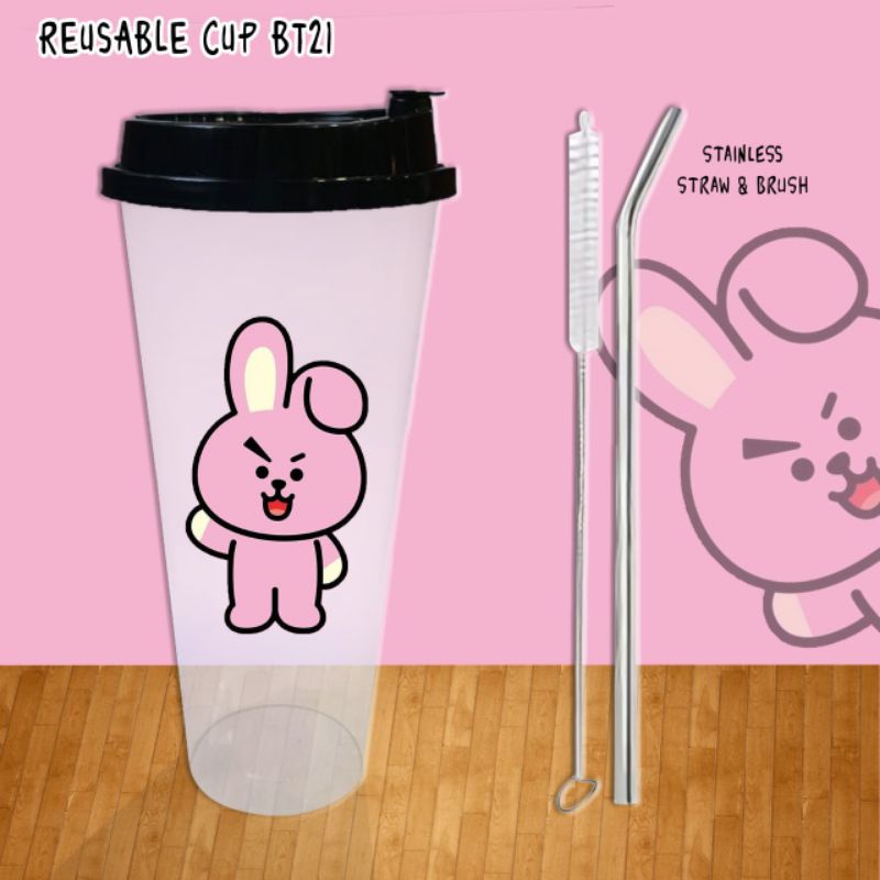 FREE SEDOTAN STAINLESS+FREE BRUSH!!!.REUSABLE CUP B T S/REUSABLE CUP BT 21/TUMBLER B T ES/TEMPAT MINUM LUCU