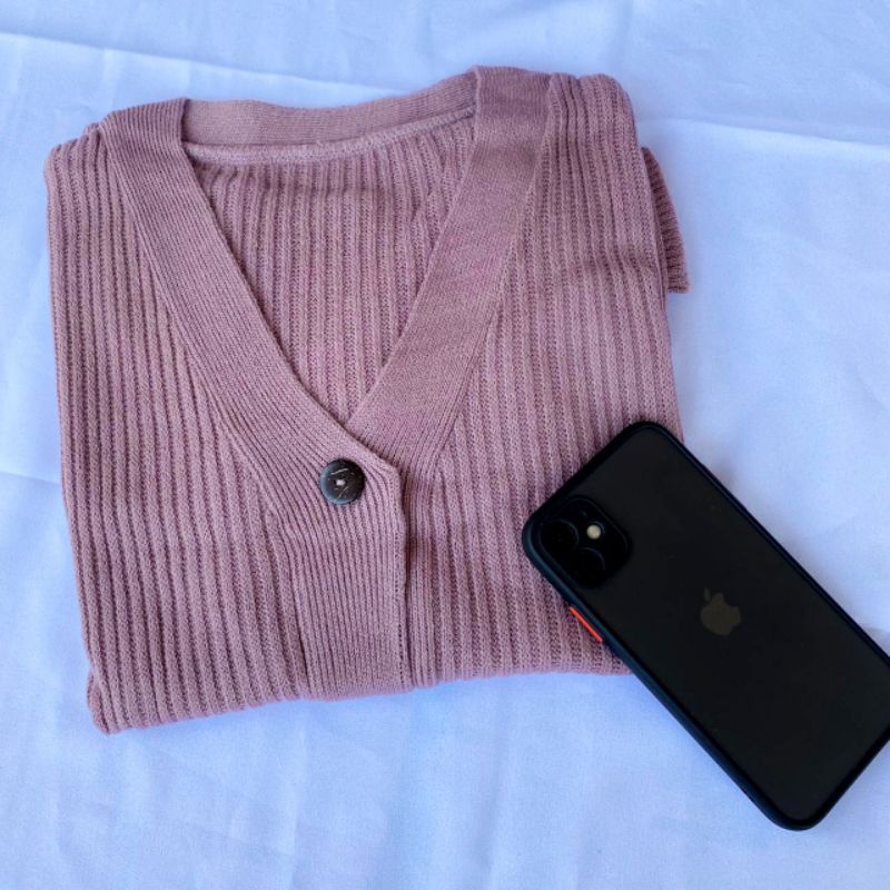 WILLY CARDIGAN RAJUT / CARDIGAN CROP RAJUT / Cardigan rajut crop kancing batok / WILLY CROP CARDY RAJUT-Dusty purple