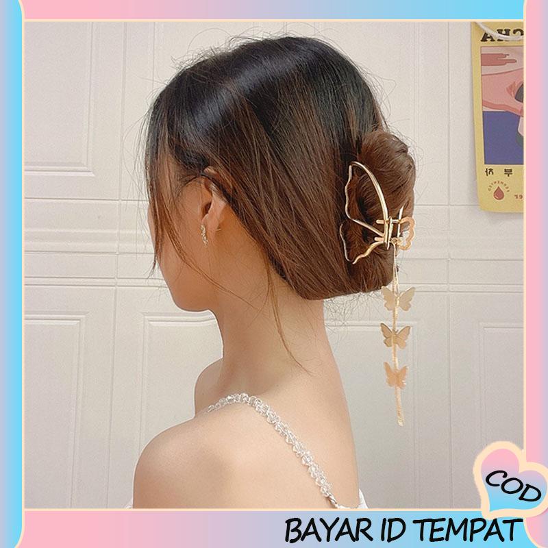 COD❤️ Butterfly Jepit Rambut Bentuk Kupu-Kupu Bahan Metal Ukuran Besar-A.one